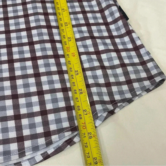 Horst men maroon white plaid button up long sleeves shirt workwear casual preppy - Picture 7 of 8